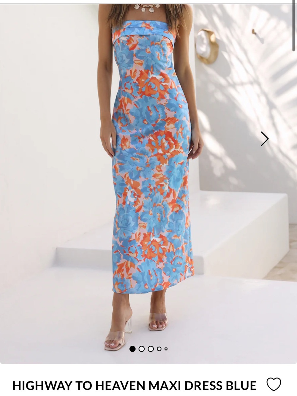 Hello Molly Blue & Orange Floral Strapless Maxi Dress